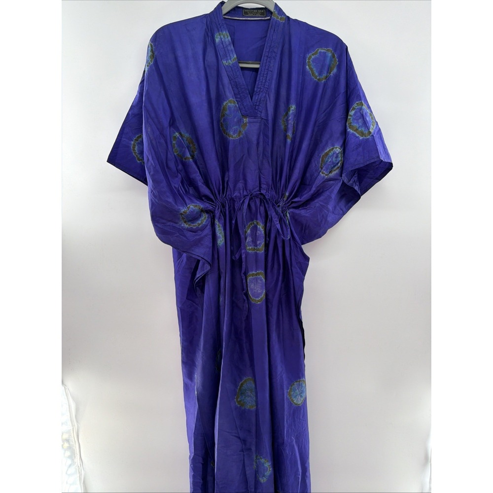 Vintage 100% Pure Silk Kimono Robe  / Womens L Made In India Purple Fashion